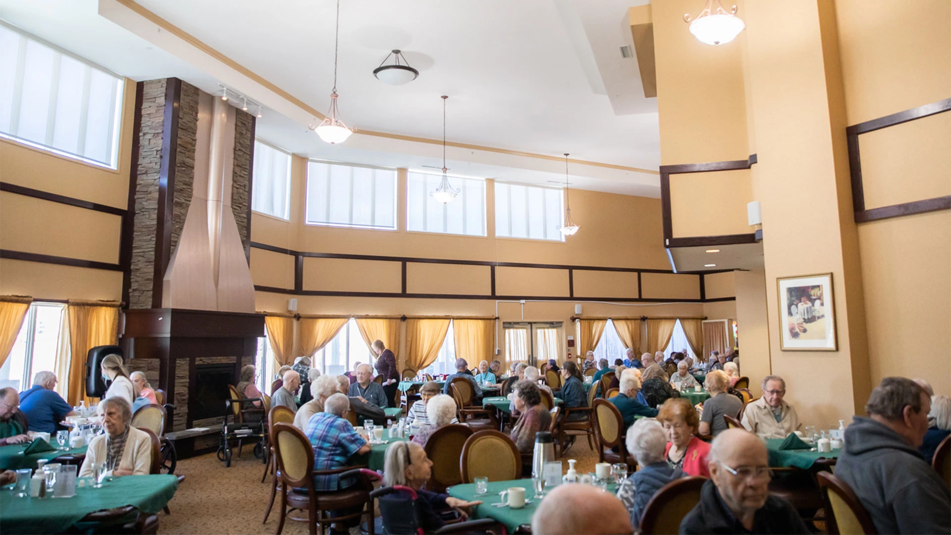 Community of people dining together